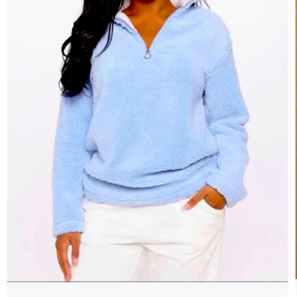 Fashion Nova Karmen fuzzy jacket  ceil blue